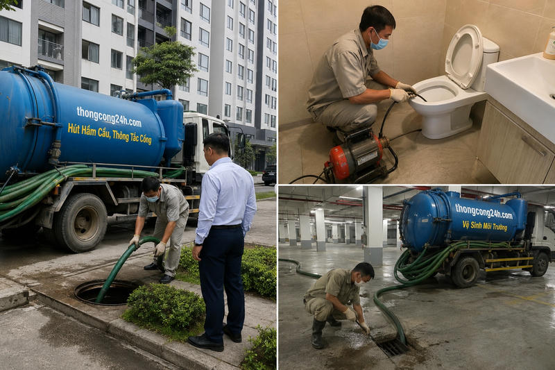 Xe hút hầm cầu Long Thành của Minh Đức đang thi công Xe hút hầm cầu Long Thành của Minh Đức đang thi công