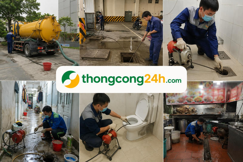 Thợ đang thi công hút hầm cầu tại Bình Dương Thợ đang thi công hút hầm cầu tại Bình Dương