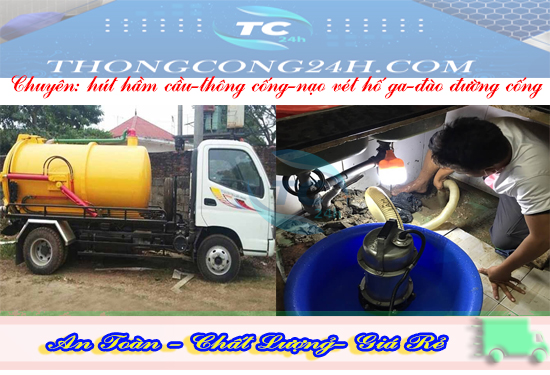 Xe bồn đang thi công hút bể phốt tại Mường Lát Minh Đức