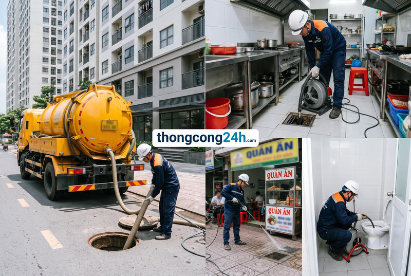 Xe bồn Minh Đức đang rút hầm cầu tại Dĩ An